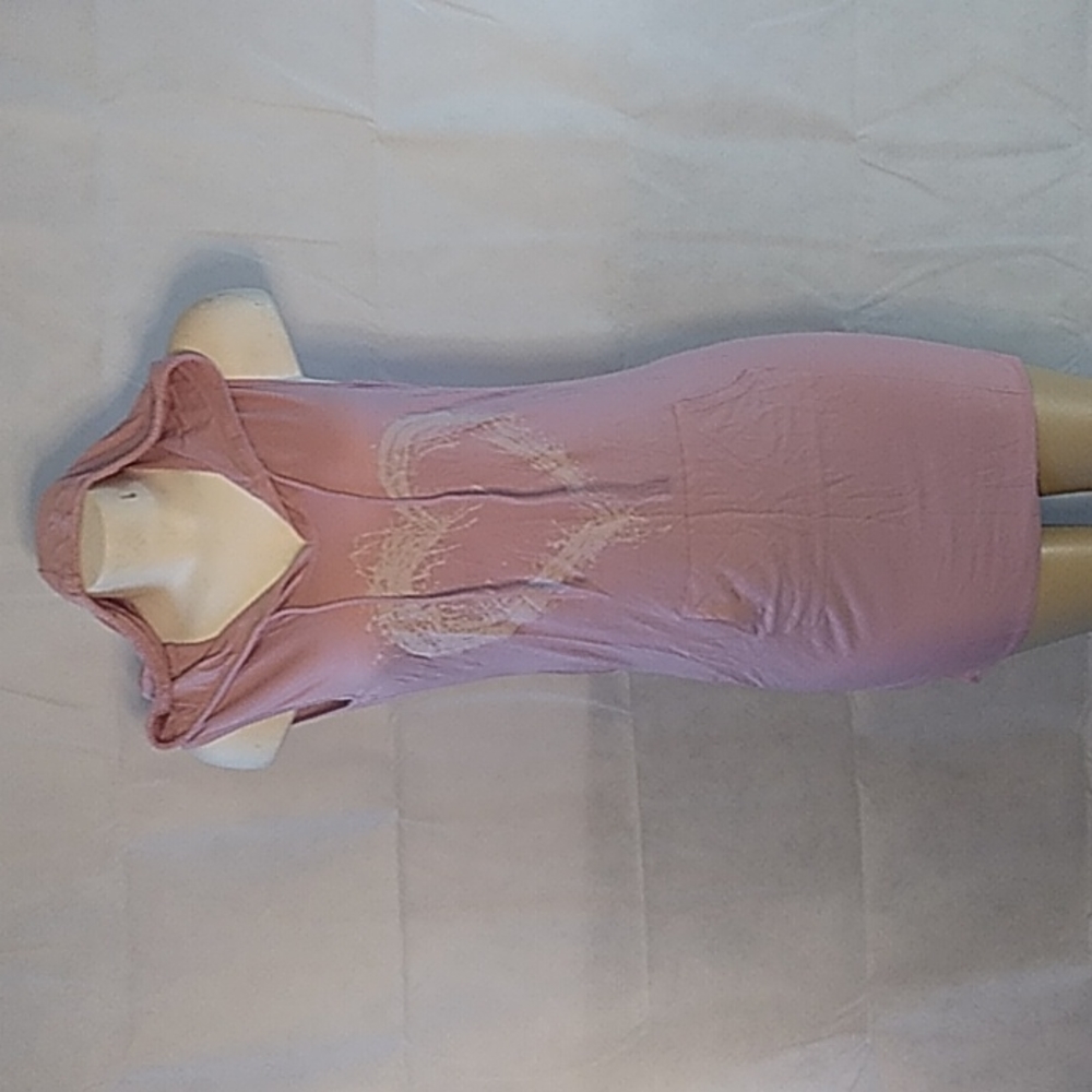 Bear dance heart hoodie tunic dress dusty pink small, medium & large